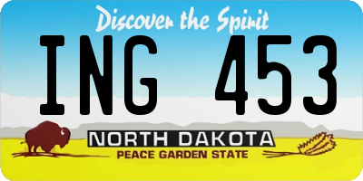 ND license plate ING453