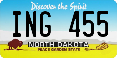 ND license plate ING455
