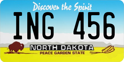 ND license plate ING456
