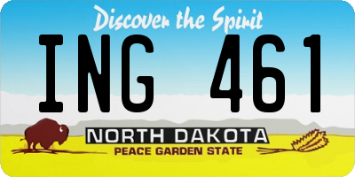 ND license plate ING461
