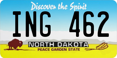 ND license plate ING462