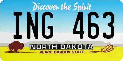 ND license plate ING463