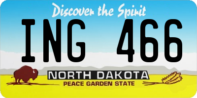 ND license plate ING466