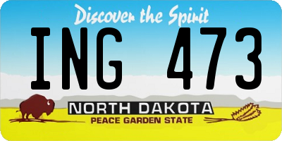 ND license plate ING473
