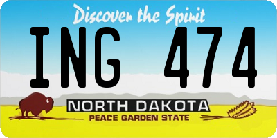 ND license plate ING474