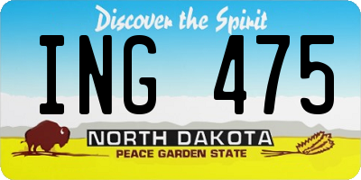 ND license plate ING475