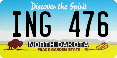 ND license plate ING476