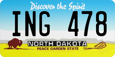 ND license plate ING478