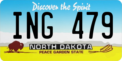ND license plate ING479