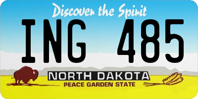 ND license plate ING485