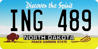 ND license plate ING489