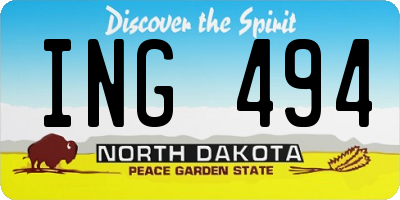 ND license plate ING494