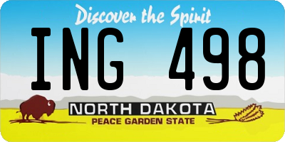 ND license plate ING498