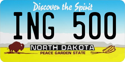 ND license plate ING500