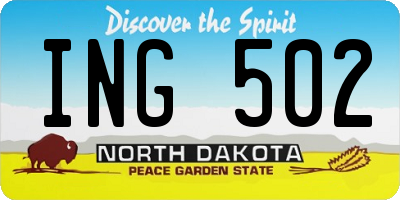 ND license plate ING502
