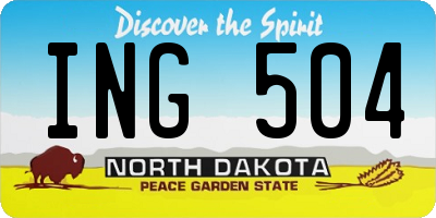ND license plate ING504