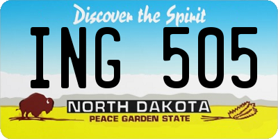 ND license plate ING505