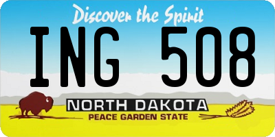 ND license plate ING508