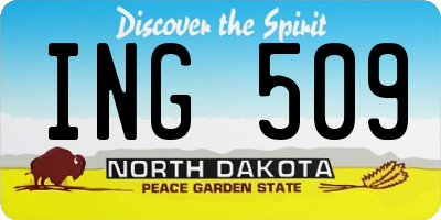 ND license plate ING509
