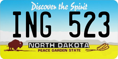 ND license plate ING523