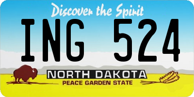 ND license plate ING524