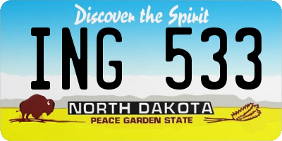 ND license plate ING533