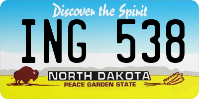 ND license plate ING538
