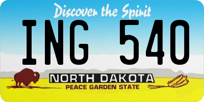 ND license plate ING540