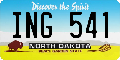 ND license plate ING541
