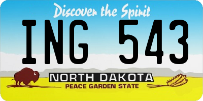 ND license plate ING543