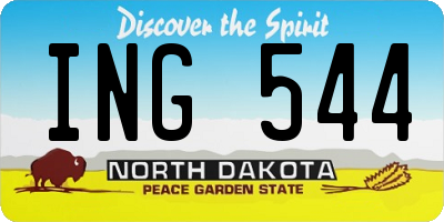 ND license plate ING544