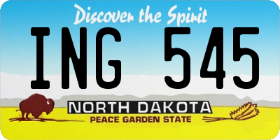 ND license plate ING545