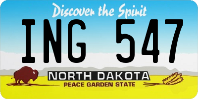 ND license plate ING547