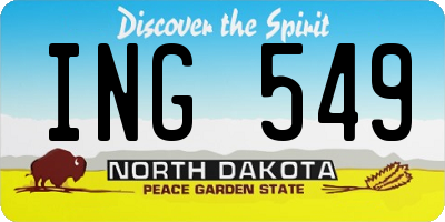 ND license plate ING549