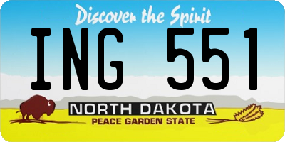 ND license plate ING551