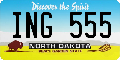 ND license plate ING555