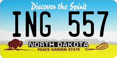ND license plate ING557
