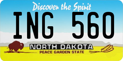 ND license plate ING560