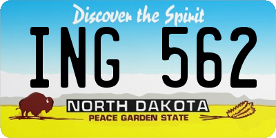 ND license plate ING562