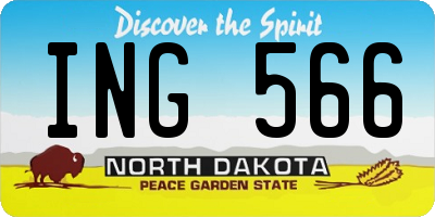 ND license plate ING566