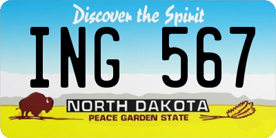 ND license plate ING567