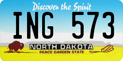 ND license plate ING573
