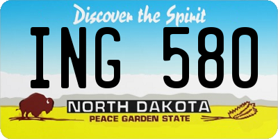 ND license plate ING580