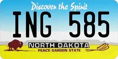 ND license plate ING585