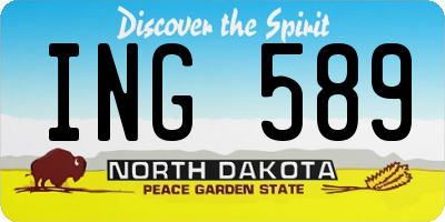 ND license plate ING589