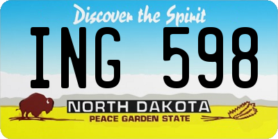ND license plate ING598