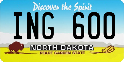 ND license plate ING600