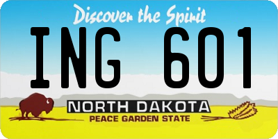 ND license plate ING601