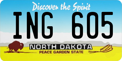 ND license plate ING605