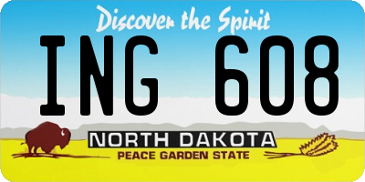 ND license plate ING608